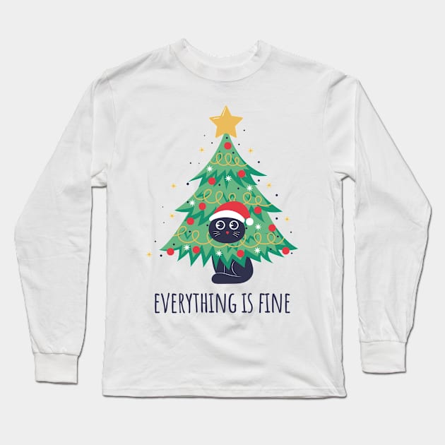 Everything Is Fine Long Sleeve T-Shirt by Vakian